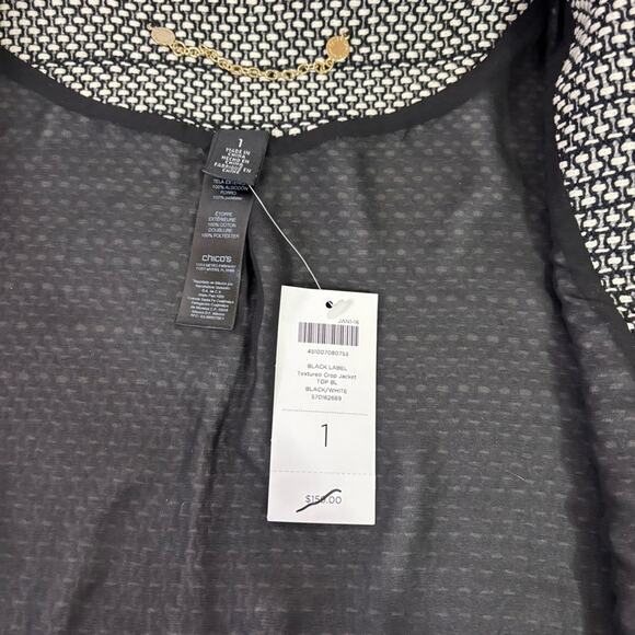 NWT Chico's Black and White Ombre Knit Bolero Jacket Size Medium CC0543 - Picture 6 of 9